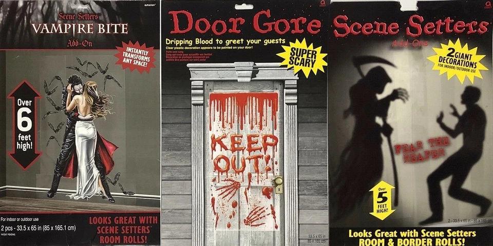 Pegatinas de pared para puerta de Halloween mordedura de vampiro calcomanía de piso decoración fiesta aterrador Foto 2 de 4