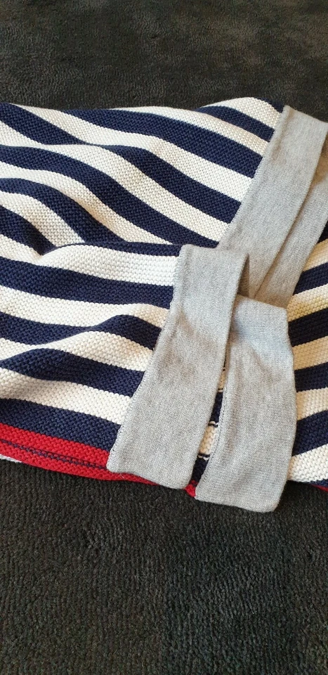 PUREBABY NAVY, IVORY AND RED STRIPE KNIT BABY COT BLANKET - image 3 of 4