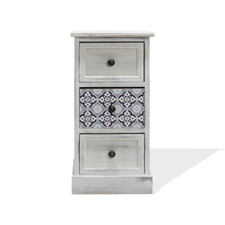 Comodino in Legno Bianco e Blu