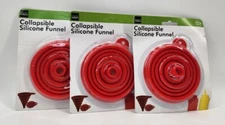 Lot Of 3 Handy Helpers Red Collapsible Funnels, BPA Free