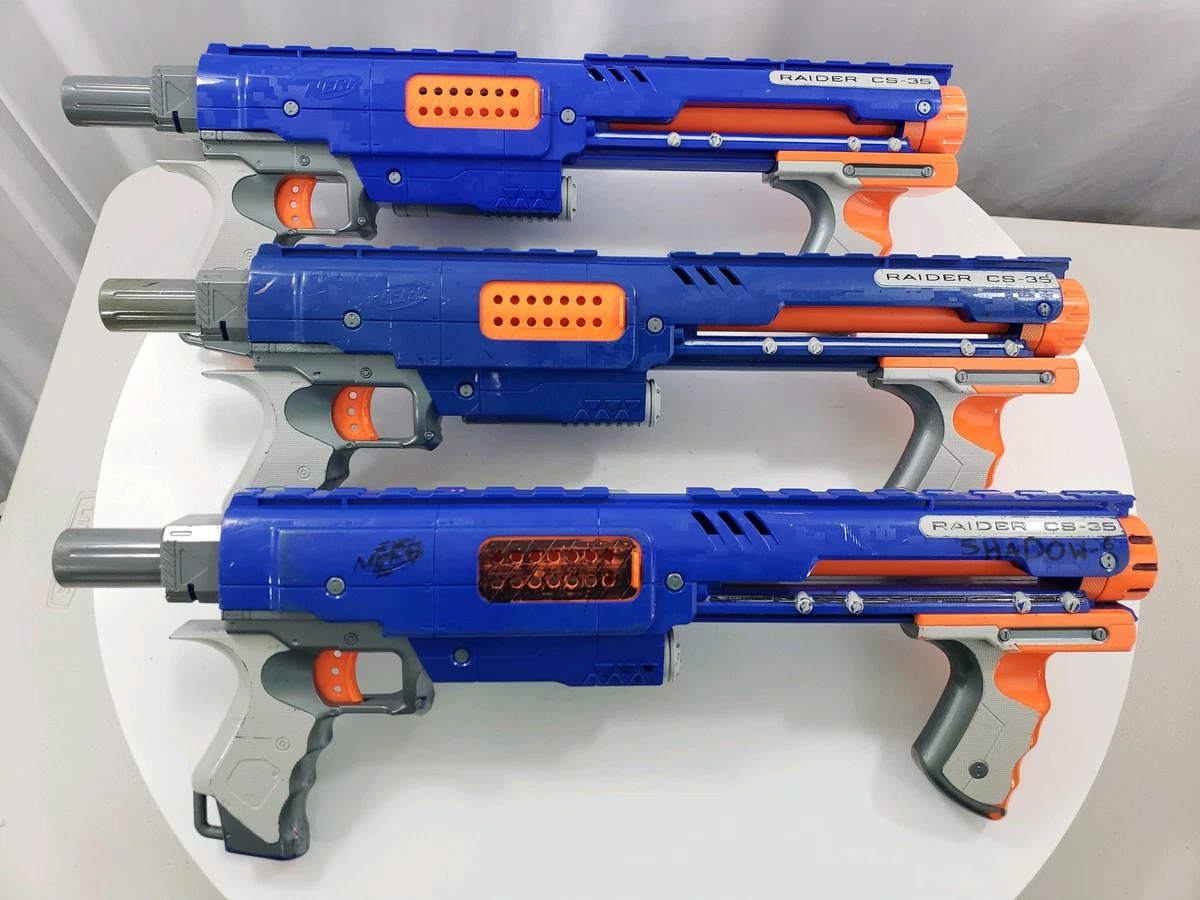 Nerf Raider N-Strike CS-35 Blue Dart Gun Blaster Mags Clips LOT 3 PARTY | eBay