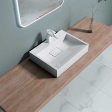 Bathroom Wash Basin Vanity Stone Countertop Wall Hung White 1 Tap Hole 500x380mm