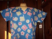 Blue Butterfly Scrub Top - MJK Design - NWT