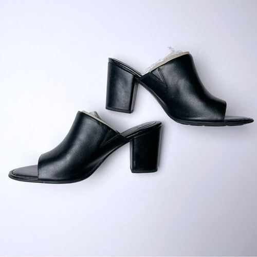 Born Size 11 Black Leather Slip On Chunky Heel Mules New | eBay