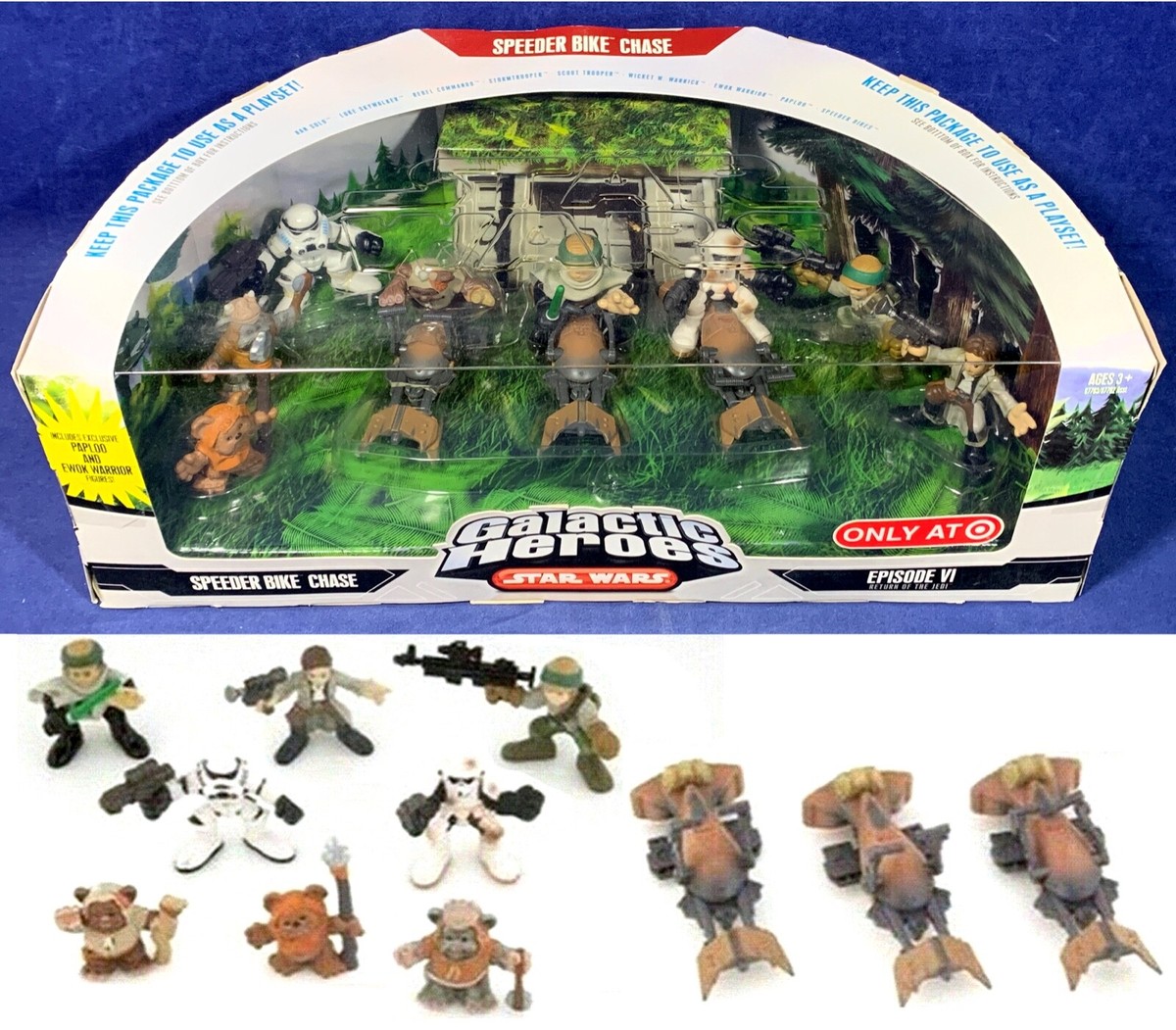 Star Wars Galactic Heroes SPEEDER BIKE CHASE Figures - PAPLOO Ewok