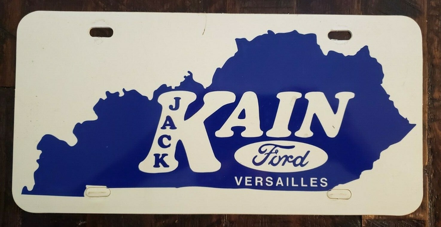 Vintage Jack Kain Ford Versailles Kentucky Dealership License Plate