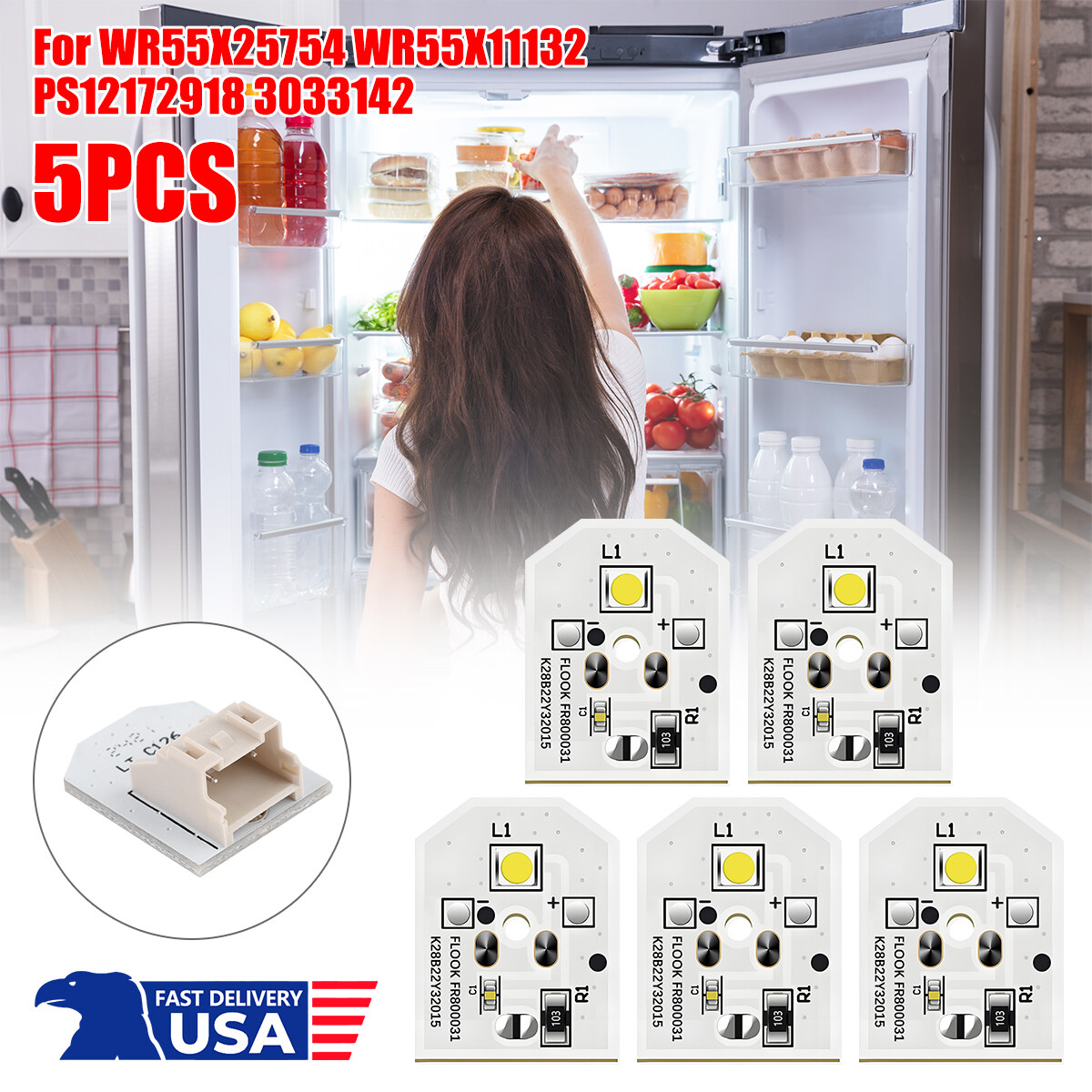 5 x Refrigerator LED Light Bulb Fits GE WR55X25754 WR55X11132