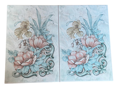 Sintopress italienische Blumenmuster Paar Keramik 3D geprägte Fliesen Made in Italy 