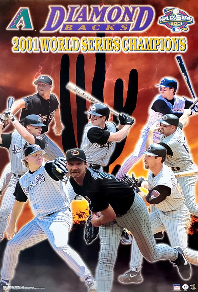 SPORTS POSTER WAREHOUSE Arizona Diamondbacks 2001 WORLD SERIES CHAMPIONS Vintage Original 22x34 POSTER