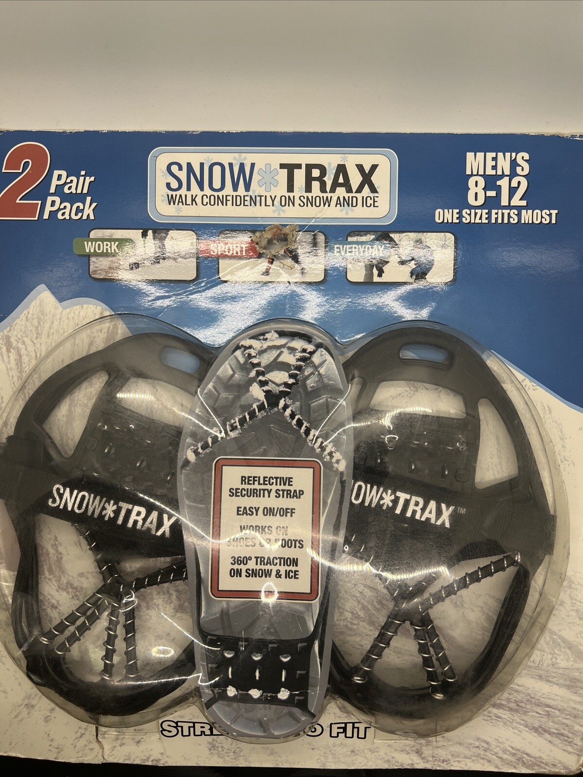 SALOMON Scarpe Snow Trax Tacchetti Antiscivolo Stivali Confezione 2 Uomo Tg 8 12 Elasticizzati Fit