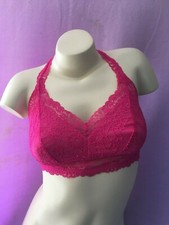 Ex Store Bright Pink Lace Bralette Non wired, racer back, 8  -18 no fastenings 