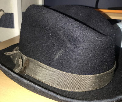 Karl SISOLEFSKI TRILBY MÜTZE SCHWARZ CA 55 CM - SCHÖNER ZUSTAND - KOSTENLOSER VERSAND