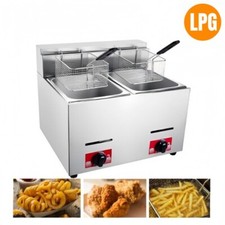 Friggitrice a Gas GPL 6L*2 Acciaio Inox Doppio Serbatoio Friggitrice