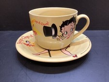 Betty Boop Large Cup And Saucer Mug Kitchen Homewares Yellow Dancing Hat New