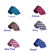 Quality Men's Hand Made Tie and Hanky Set Big Polka Dot Design by Milano Moda