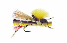 Fly Fishing Flies (Bass, Bream, Trout, Salmon) Foam Sandwich Hopper Yellow (x 6)