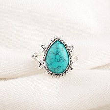 Turquoise Gemstone 925 Sterling Silver Ring Handmade Jewelry Ring For Gift