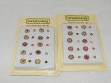 New Scrapbooking - Apple, Leaf, Acorn Autumn Fall . Bright Print Brads of Choice