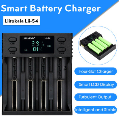 Lithium USB Smart Batterie Ladegerät 4 Slot LCD Display 16340/18650/14500/AA/AAA
