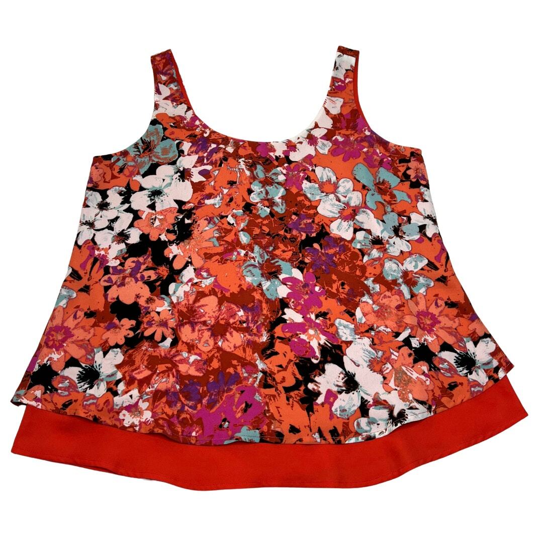 Romeo & Juliet Floral Print Sleeveless Scoop Neck Tiered Flowy Flirty Top