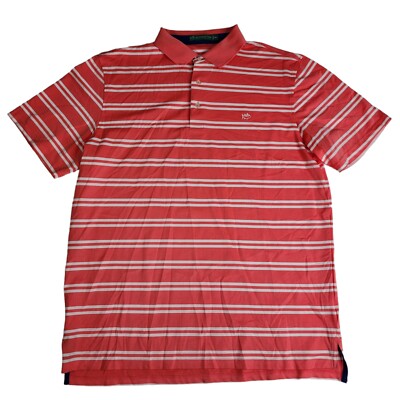 Southern Tide Polo Shirt Mens XL Salmon White Striped Club Golf