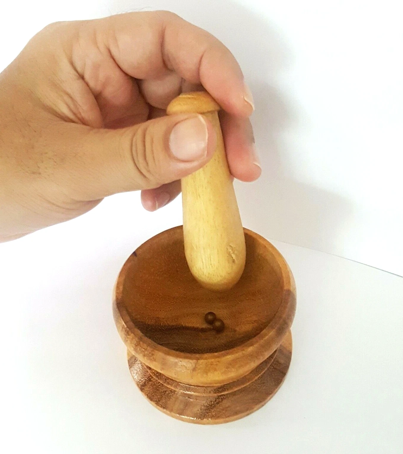 Mini Wood Grinder Mortar Pestle Crusher Spice Chutney Herb Garlic Kitchen Tool
Opens in a new window