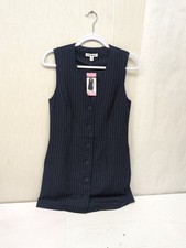 Women's Steve Madden Navy/White Pinstripe Sleeveless Mini Dress Sz Sm A4