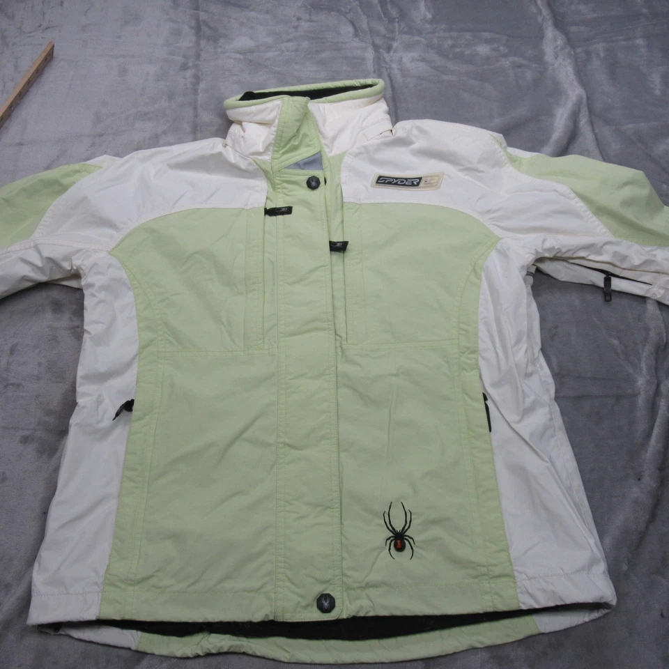 Chaqueta Spyder Mujer 8 Verde Como Nueva Esquí Snowboard Impermeable 3 en 1 CÁSCARA Lluvia Viento Foto 2 de 4