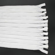 White Invisible Nylon Coil Clothing Sewing Zippers Craft Tools 22 Inch 20 PCS