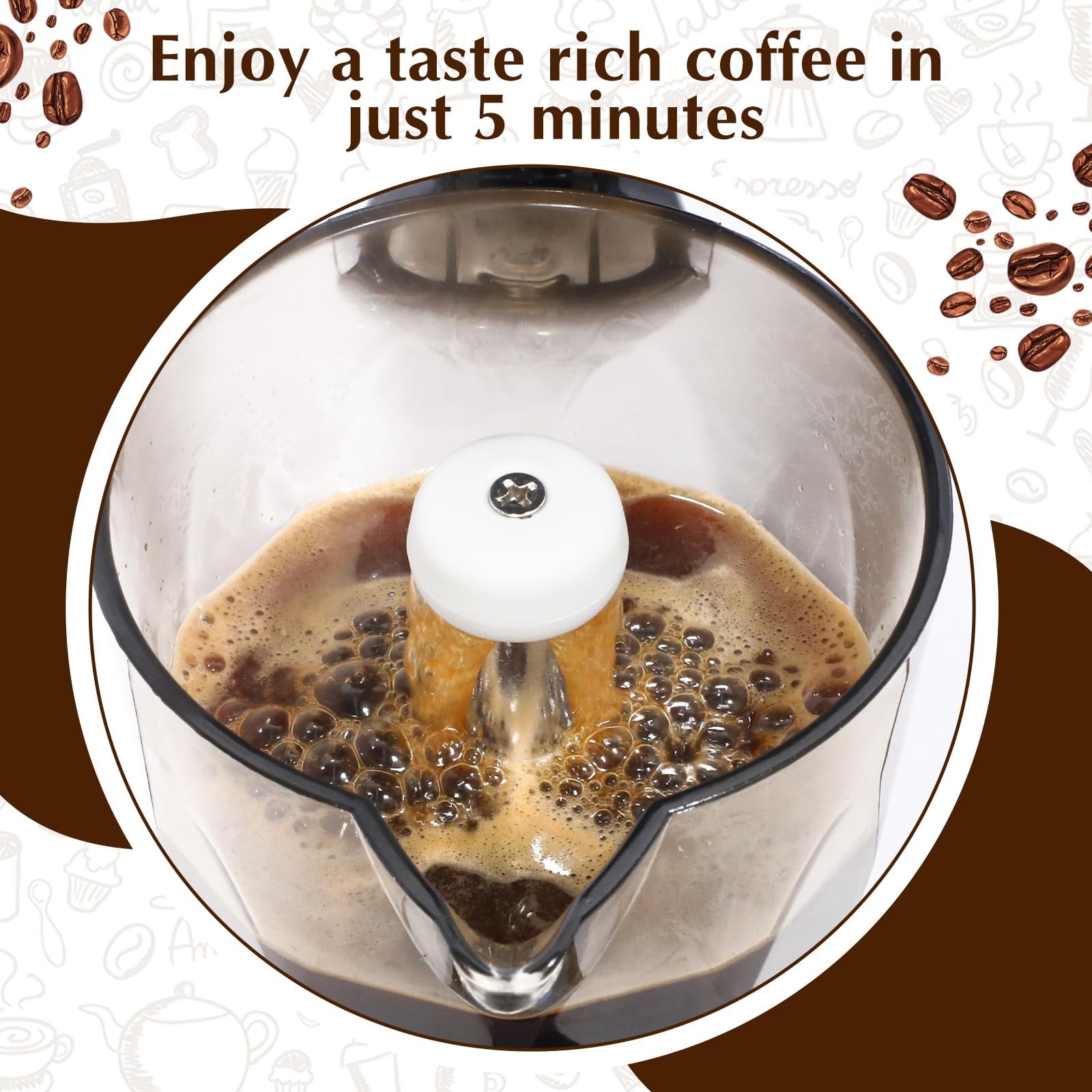 Electric Espresso Maker Transparent Coffee Maker Electric Moka Pot Portable A...