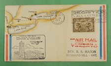 DR WHO 1929 CANADA FIRST FLIGHT HAND DRAWN LONDON ONT TO TORONTO R33725