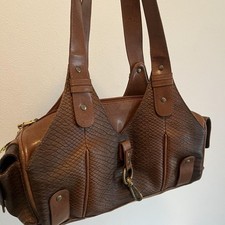 Brown Vintage Leather Handbag with Snakeskin ...