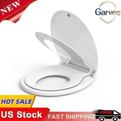Slow Close Magnets Round Toilet Seat with Toddler Seat Built-in for All