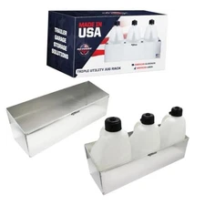  436 Triple Utility Fuel Jug Rack Holder Shelf 34.5" Fits 3 Five Gallon Silver