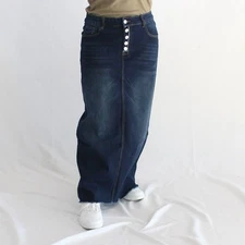 NWT Be Girl 5 Button Long Modest Dark Blue Jean Skirt Sizes S - 3XL Maxi Denim