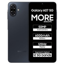 Smartphone Samsung Galaxy A07 5G (Negro, 4GB RAM, 128GB Almacenamiento) | 120Hz Re