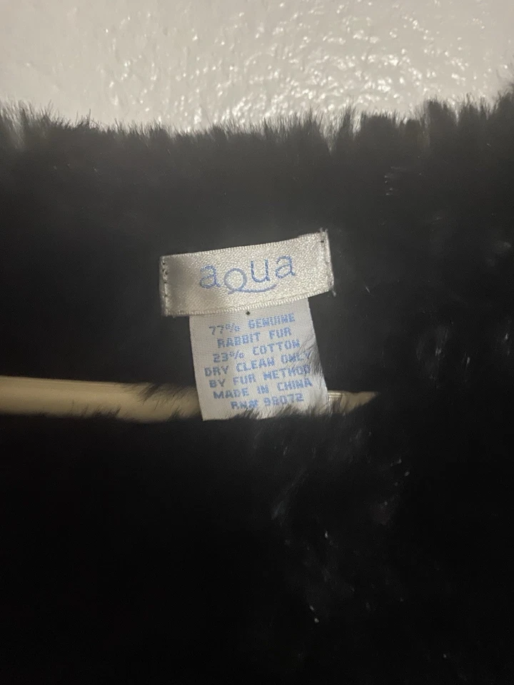 Mantón vintage de piel de conejo negro genuino de piel de conejo y algodón Foto 2 de 4