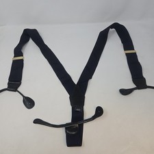 Men's Navy Blue Button-On Suspenders Braces Black Lizard Embossed Leather...