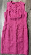 Talbots Pink Woven Linen Preppy Spring Sleeveless Sheath Dress Women's 6P Resort