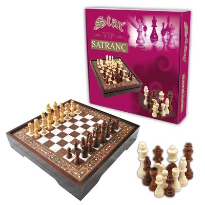 Vip Schachspiel Pearl L Größe Holzbrett Kiste Und Silber-Farbig Original STAR