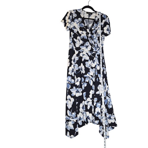 Perceptions Womens Medium Midi Dress Stretch Handkerchief Hem Floral Feminine - Picture 6 of 13