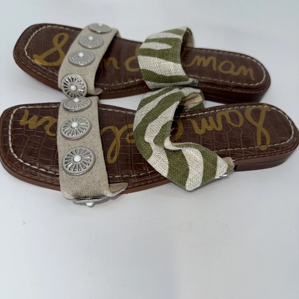 Sam Edelman Hera Soft Fern Natural Slip On Open Toe Embellished Sandals Size 10 - Image 3 of 4