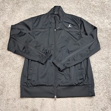 Jordan Mens Full Zip Track Jacket Black Jumpman Mesh Panels Mock Neck M