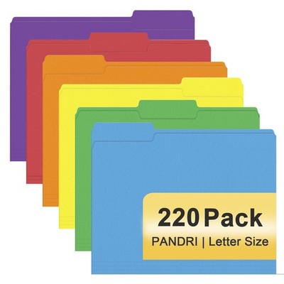 File Folder, PANDRI 220 Pack Colored File Folder, 1/3 Cut Tabs, Letter Size, ...