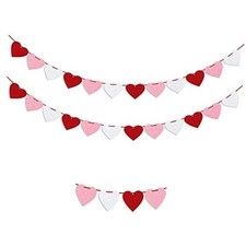 Felt Heart Garland for Valentines Decorations - Pack of 33, No DIY  Red, Rose