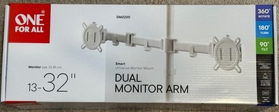 ONE FOR ALL DM2220 Smart Dual Monitorarm Weiß ***NEU***OVP***