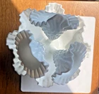 Vintage Fenton White Hobnail Milk Glass 3 Horn Epergne Centerpiece Ruffled Vase