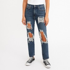 Agolde Pinch Waist High Rise Straight Jeans Size 24 Distressed Ripped Denim