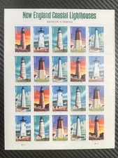 US Stamps 2013  New England Coastal Lighthouses5 Sheets of 20 / A total of 100