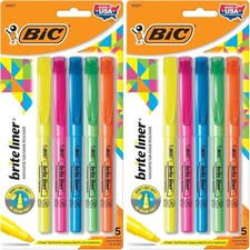 BIC Brite Liner Highlighters, Chisel Tip, 5-Count  Assorted Colors  Pack of 2